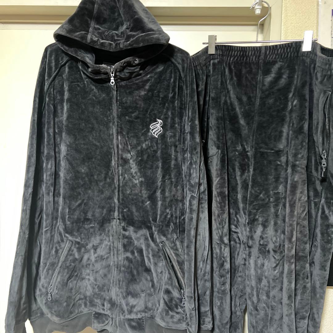 激レアRocawear♣︎Setupベロアセットアップ上下ロカウェア黒ダークグレー