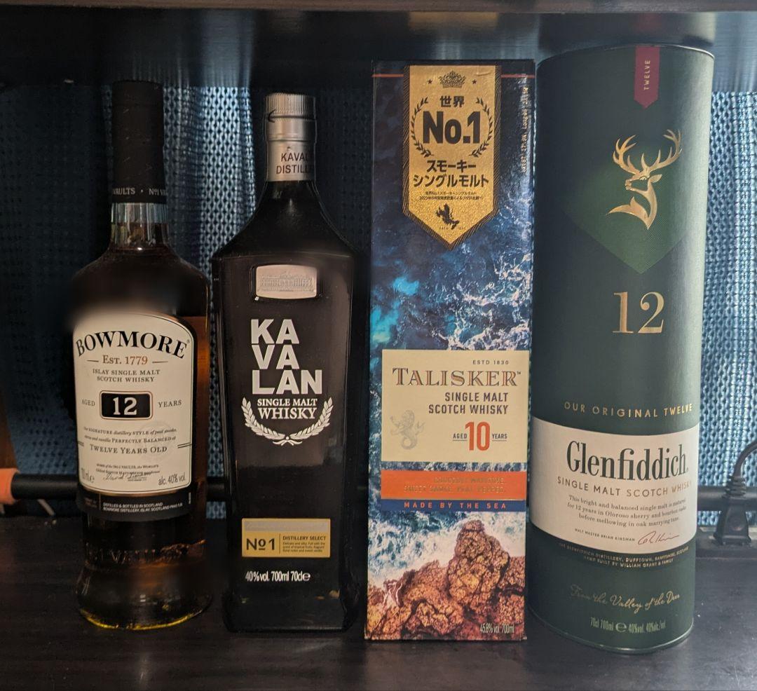 ウイスキー4本セット 新品未開封 タリスカー、グレンフィディック、カバラン
