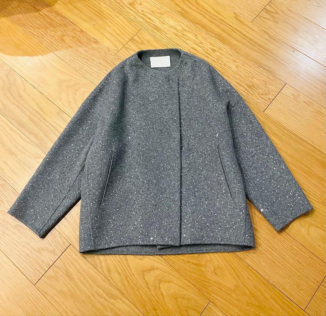 新品トゥモローランド　BALLSEY スパンコールリバー ショートコクーンコート