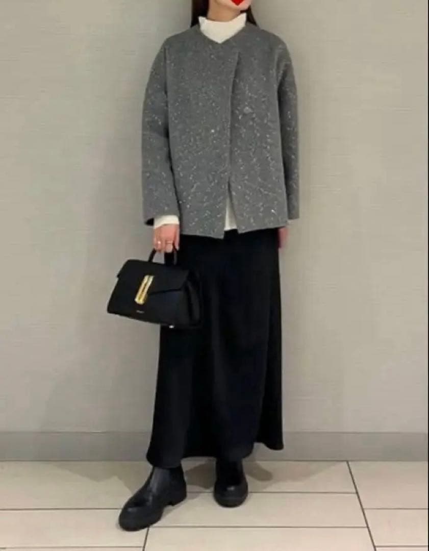 新品トゥモローランド　BALLSEY スパンコールリバー ショートコクーンコート