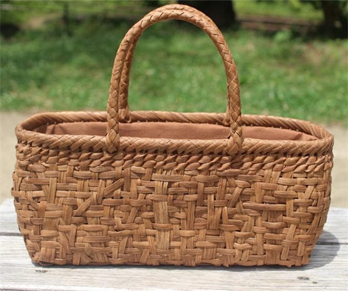 乱れ編み 山葡萄 かごバッグ　籠 バッグ 中布と内ポケット付き 最高