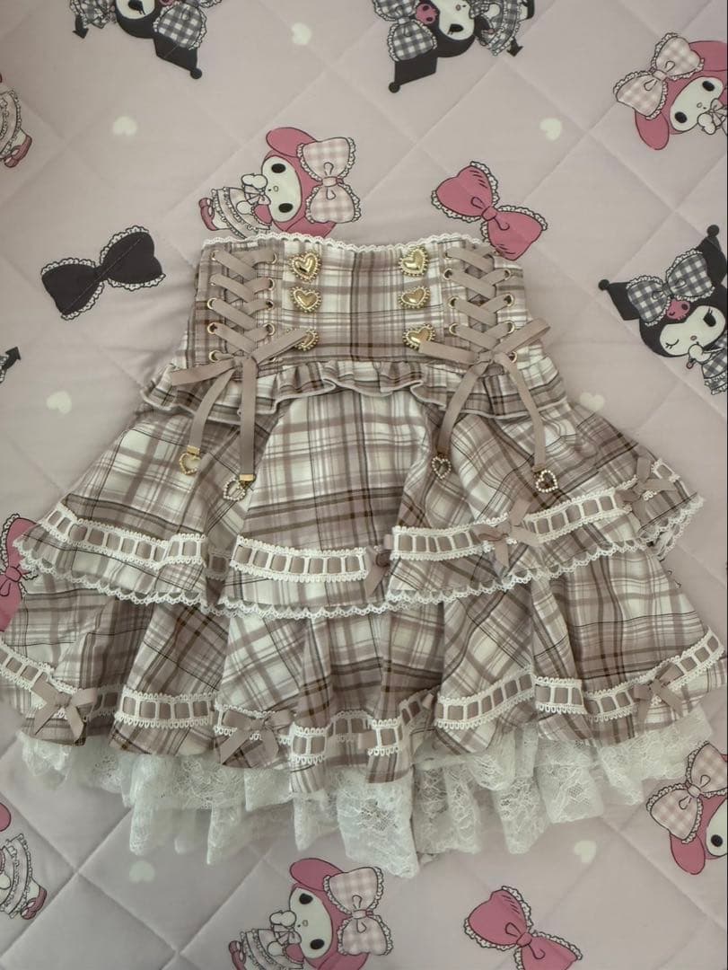 【購入者確定済み】LIZLISA はしごリボンチェックティアードスカパン