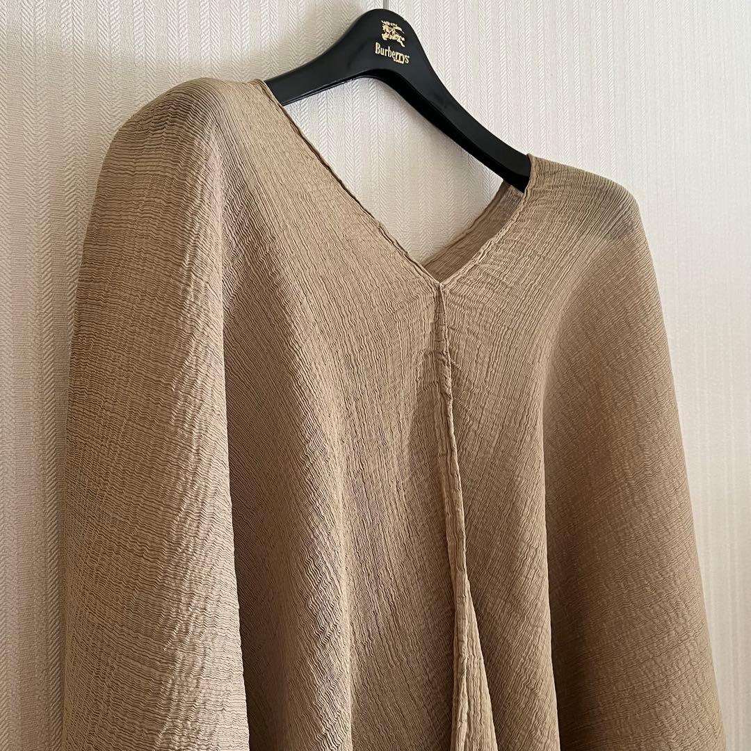 meイッセイミヤケ チュニック　シースルークレープ　ベージュ　フリーサイズ