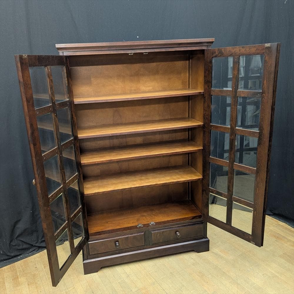 北海道民芸家具　樺　カバ材　無垢　本棚　本箱　書棚　キャビネット　ブックシェルフ