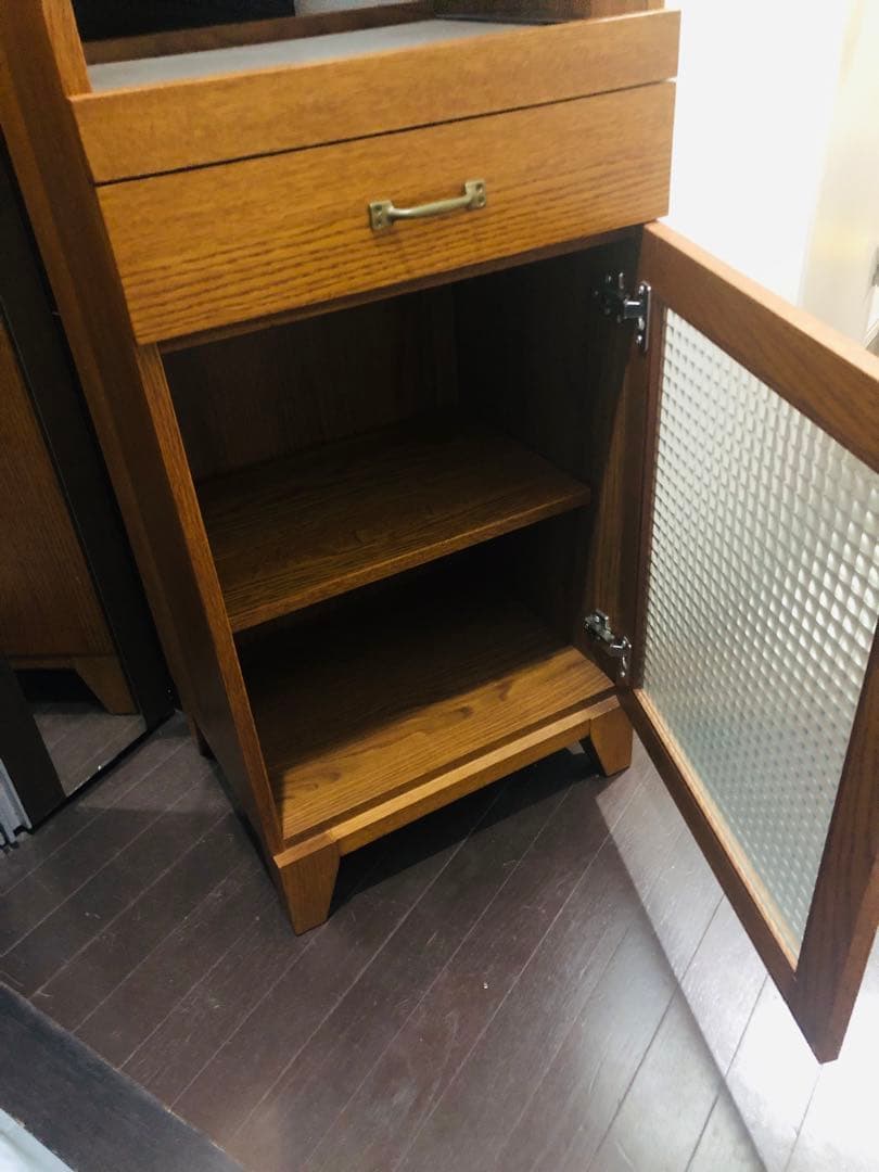 unico ウニコ　ブラウン木製レンジ台 引き出し付き