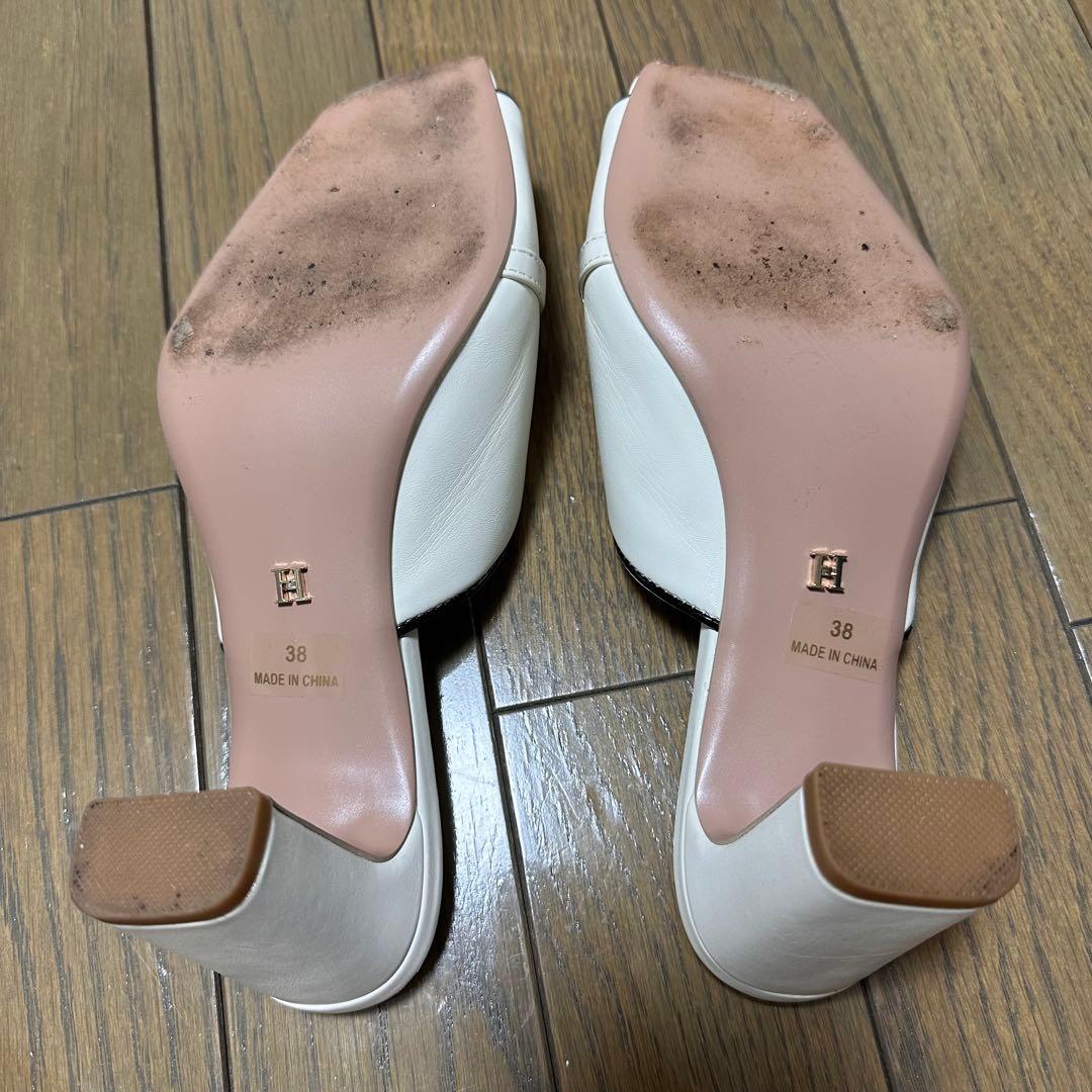 ★*i様 Bit Square-Toe Mules バニラ 38