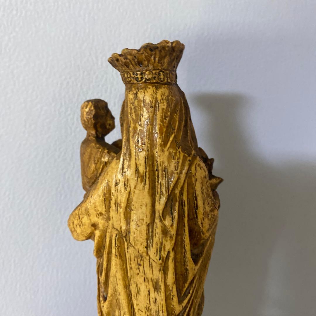 1900sアンティーク 木彫りの聖母子像 21cm