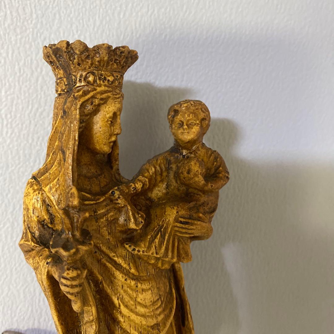 1900sアンティーク 木彫りの聖母子像 21cm