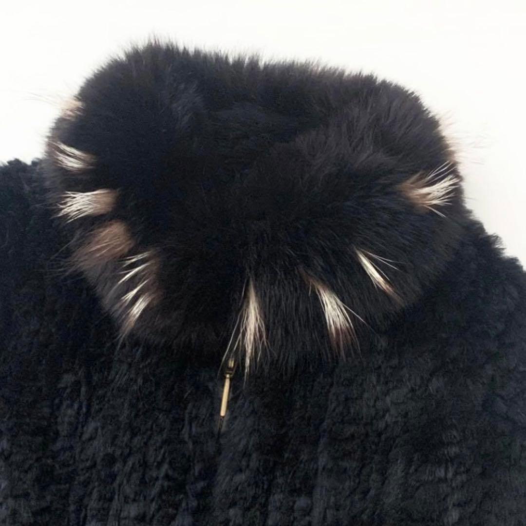 ラビットファー 黒 y2k 平成 ジャケット フォックス襟 ショート丈