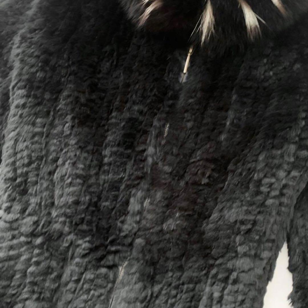 ラビットファー 黒 y2k 平成 ジャケット フォックス襟 ショート丈