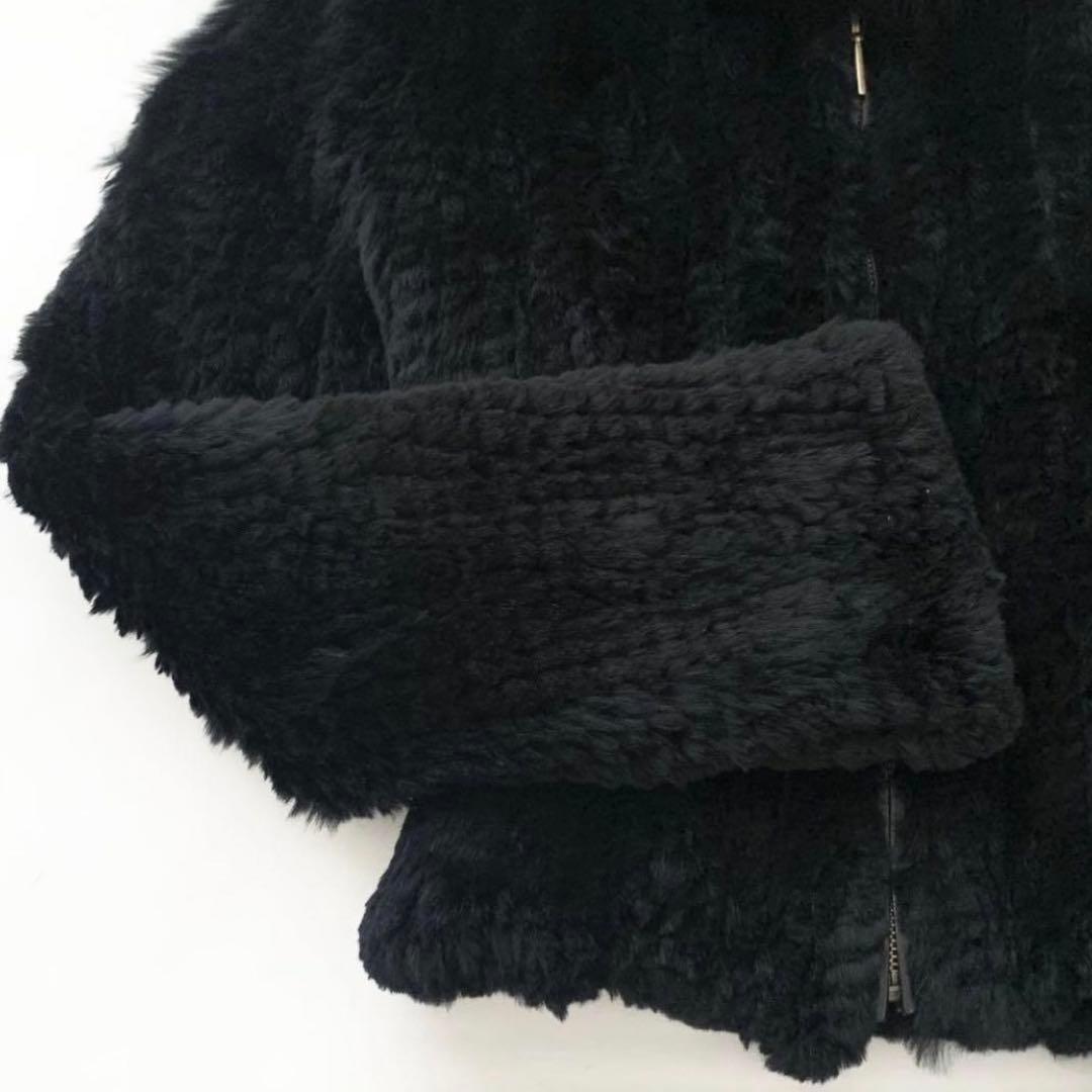 ラビットファー 黒 y2k 平成 ジャケット フォックス襟 ショート丈