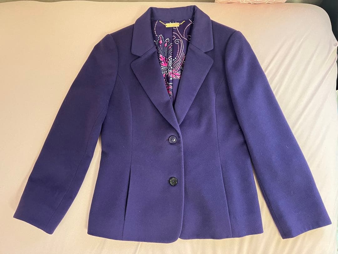 LEONARD レオナール パープル ジャケット 花柄裏地 サイズ11AR