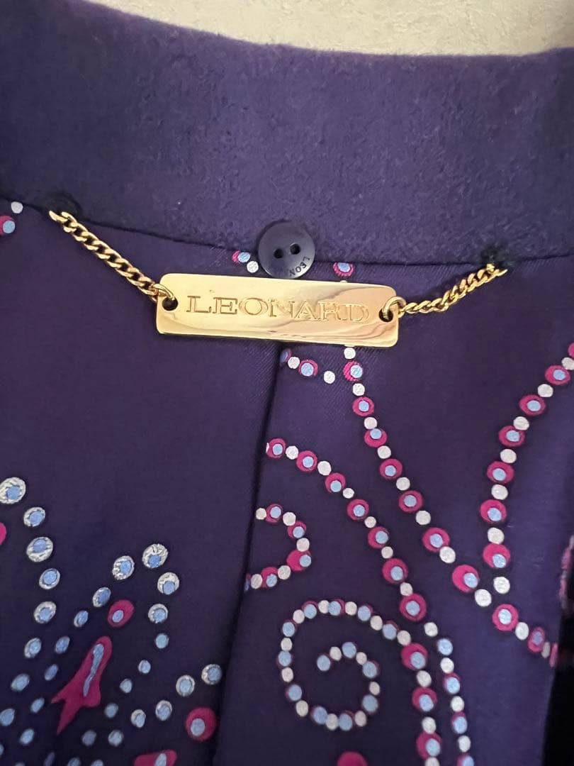 LEONARD レオナール パープル ジャケット 花柄裏地 サイズ11AR