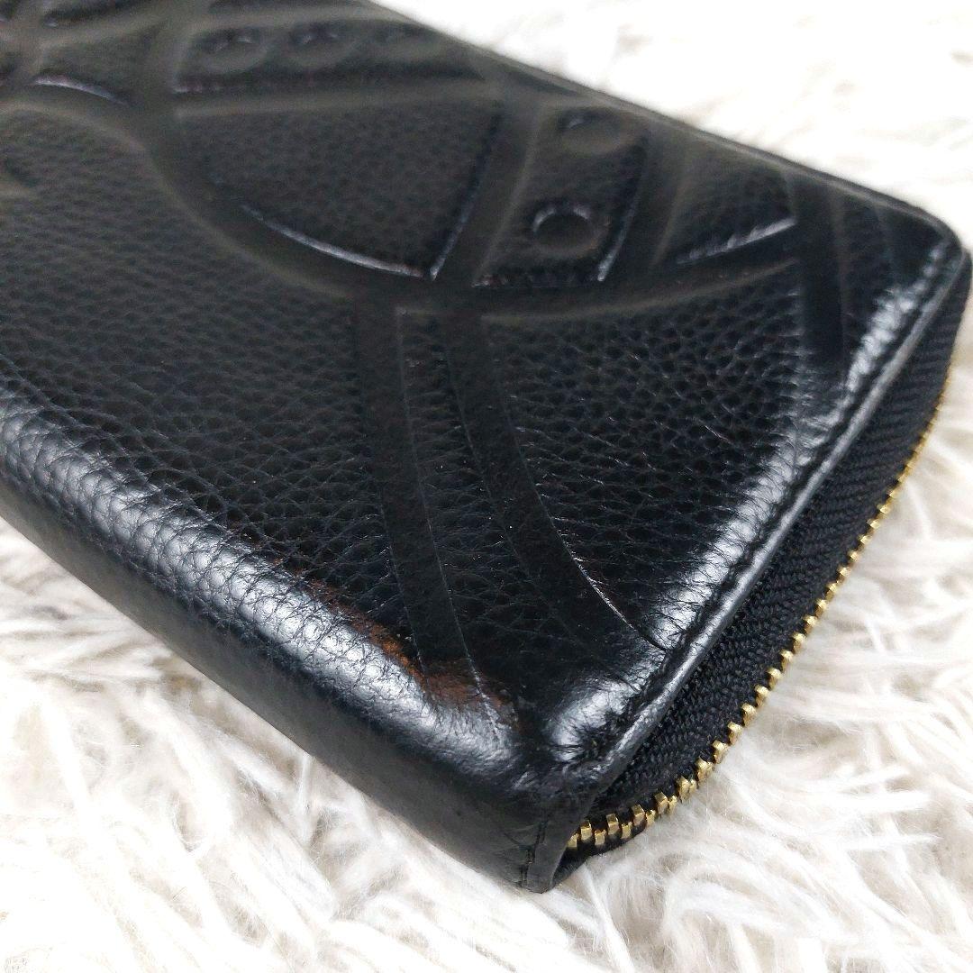 美品 ヴィヴィアンウエストウッド ビッグオーブ エンボス シボ革 レザー 長財布