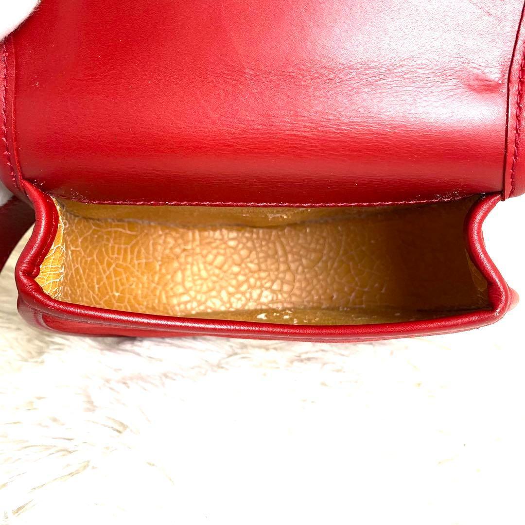 【極美品】グッチ ウエストポーチ ホースビット レザー スエード レッド 金