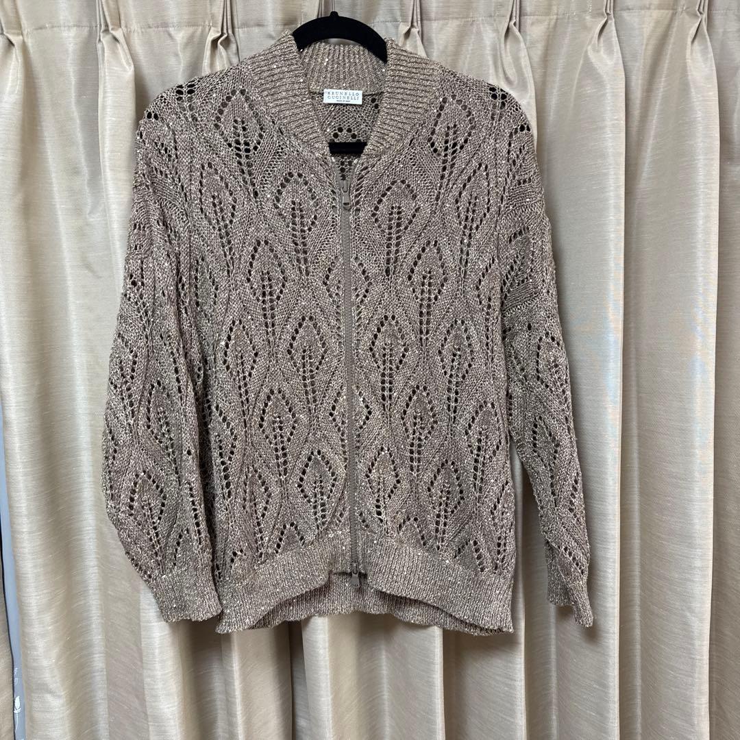 ブルネロクチネリ　M ブロンズ　スパンコール　ジップアップ