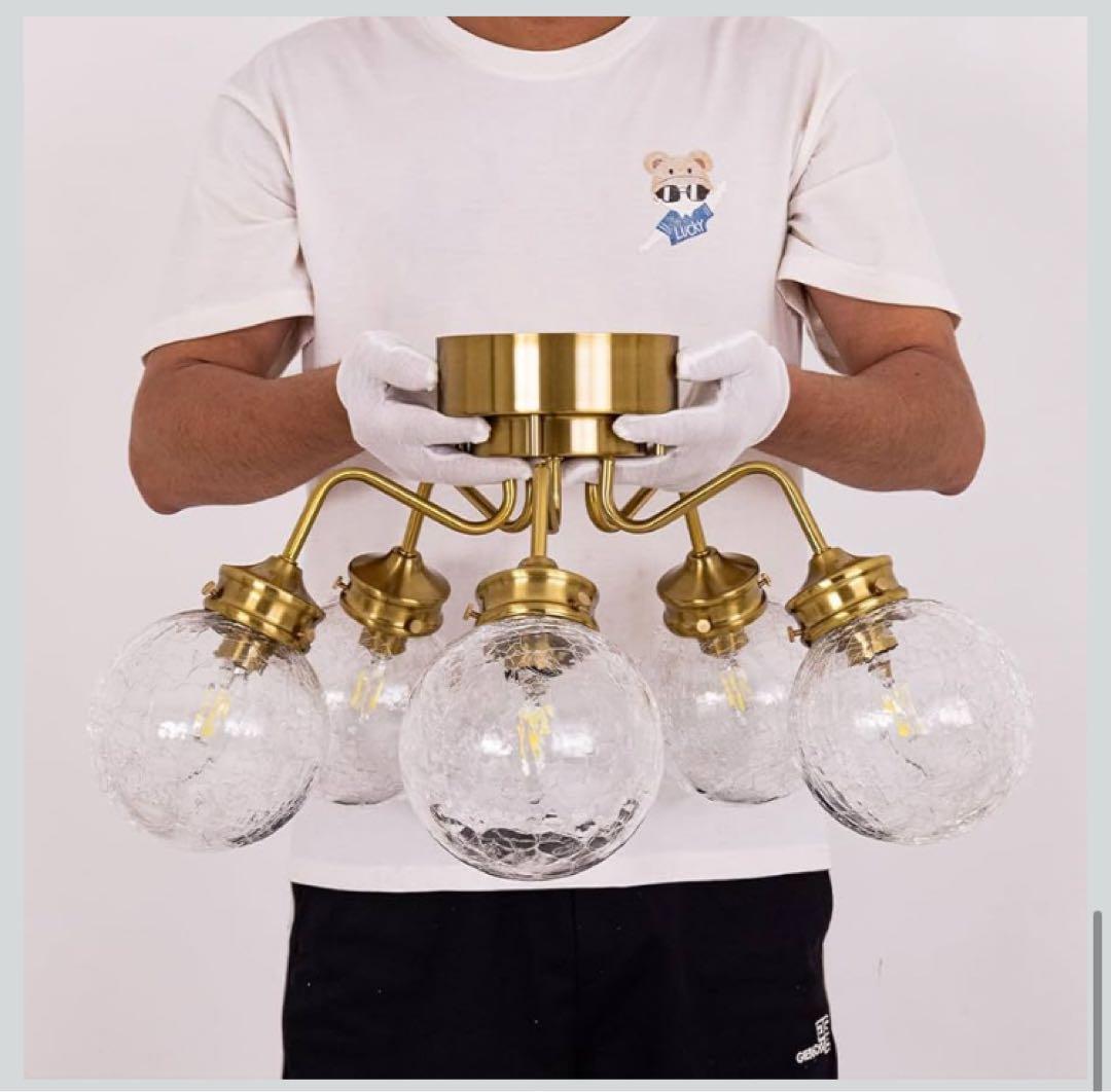 Chende シーリングライト 5灯 ガラス ひび割れ クラック 北欧 おしゃれ