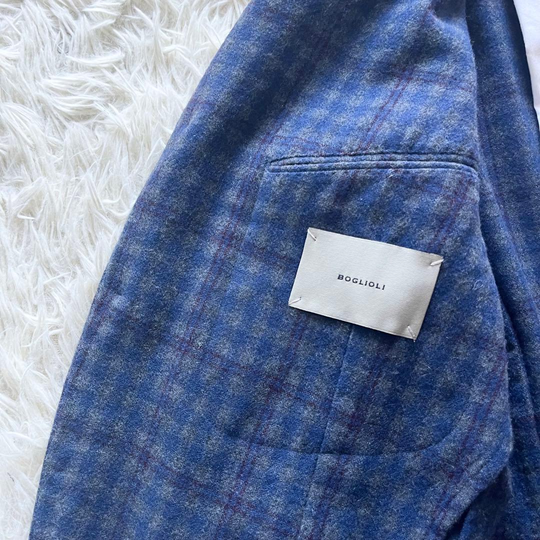 <極美品>BOGLIOLI COAT ブルー カシミヤ ウール ジャケット 48