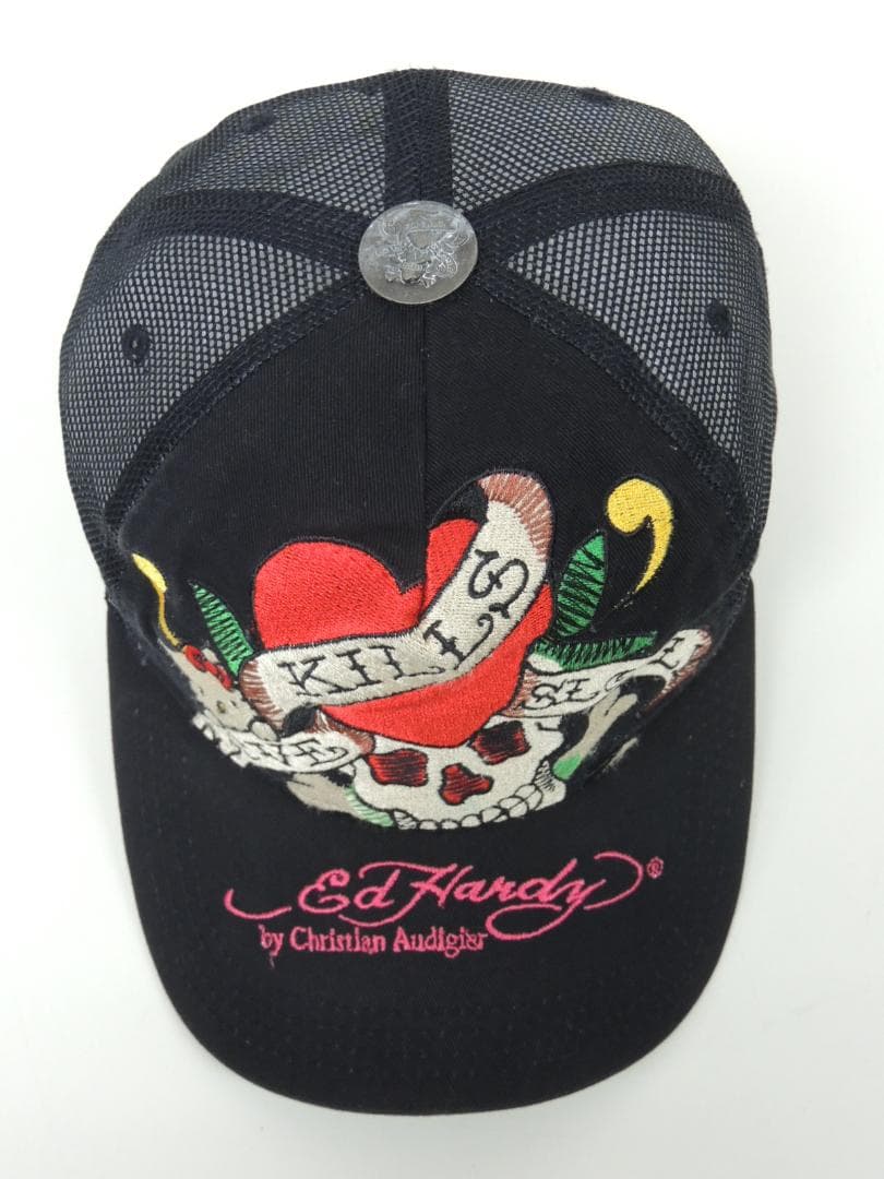 国内正規 本物 ハローキティ Ed Hardy コラボ メッシュ キャップ 黒