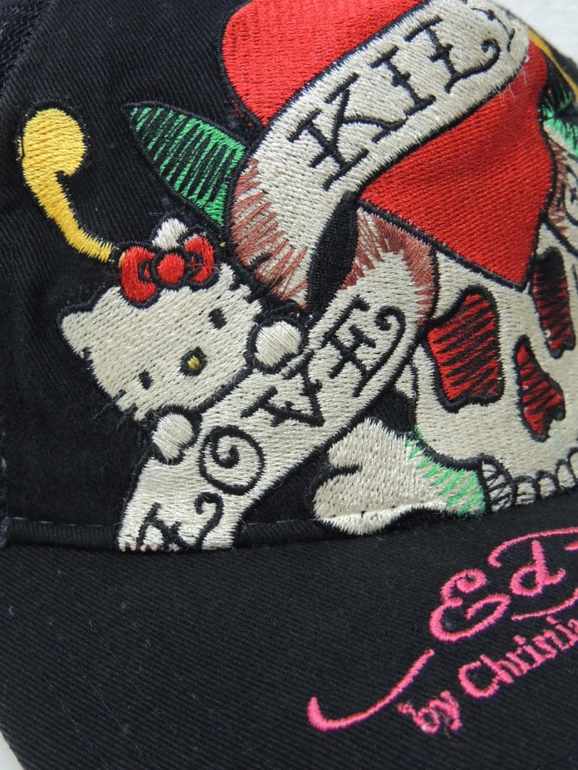国内正規 本物 ハローキティ Ed Hardy コラボ メッシュ キャップ 黒