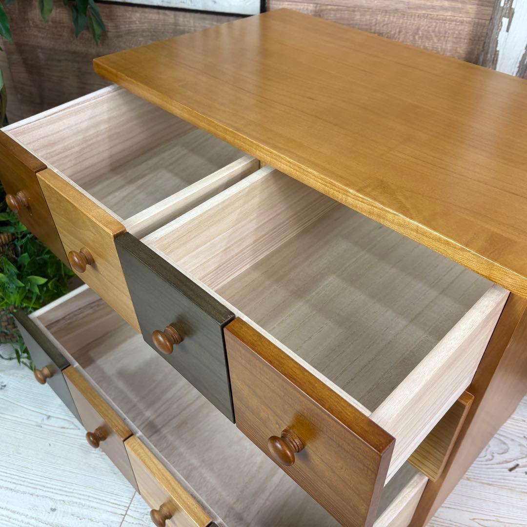 ナチュラルウッド多引き出しチェスト桐材無垢木製収納タンス箪笥洋チェスト