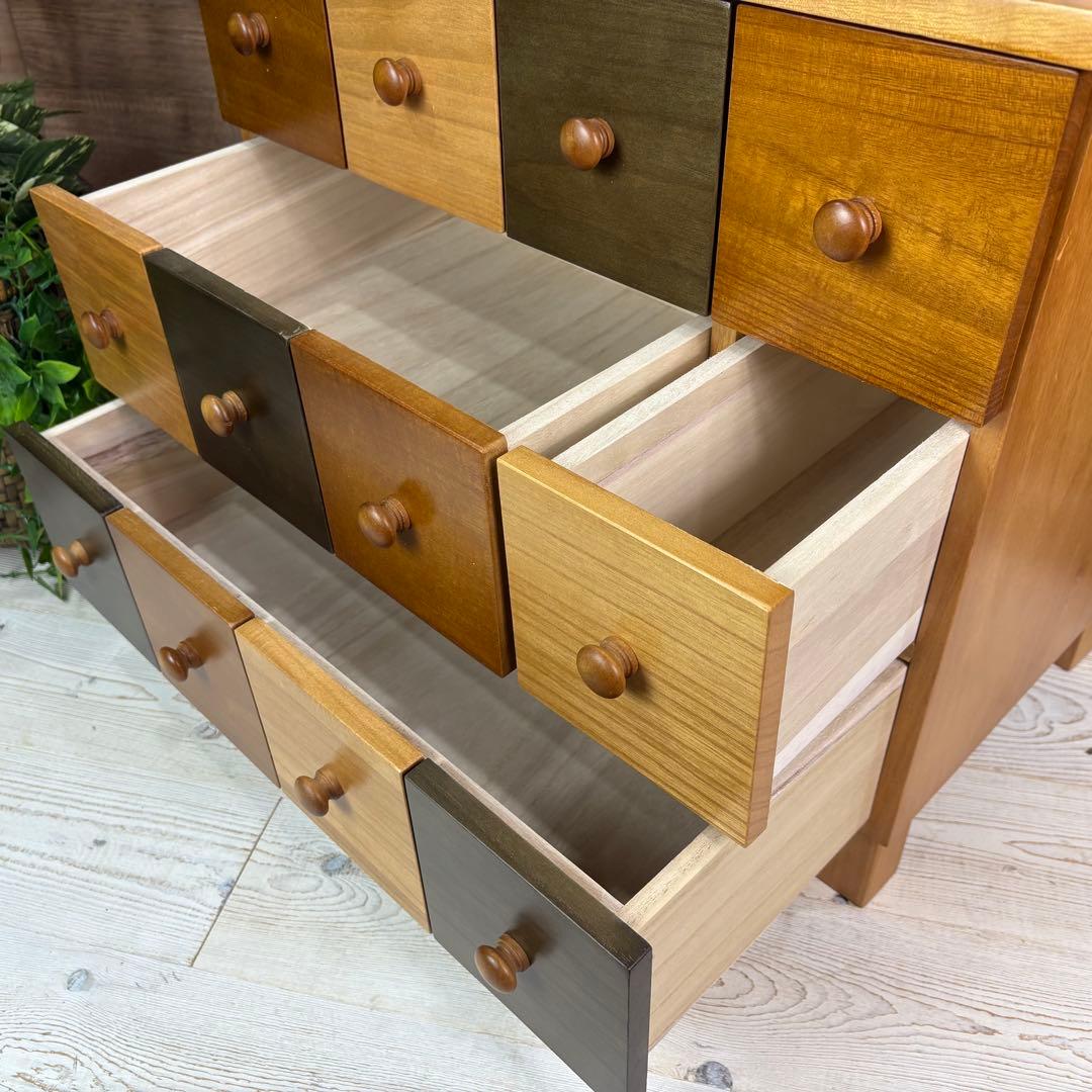 ナチュラルウッド多引き出しチェスト桐材無垢木製収納タンス箪笥洋チェスト
