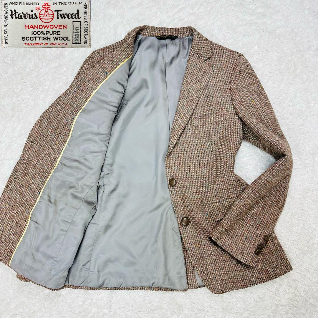 LANDS END　テーラードジャケット　ハリスツイード　ミックスツイード　L位