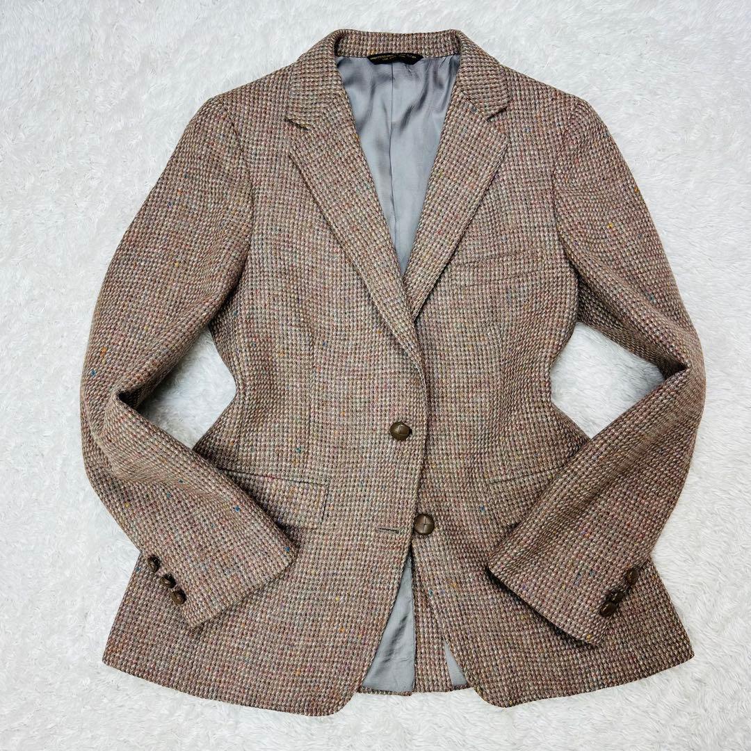 LANDS END　テーラードジャケット　ハリスツイード　ミックスツイード　L位