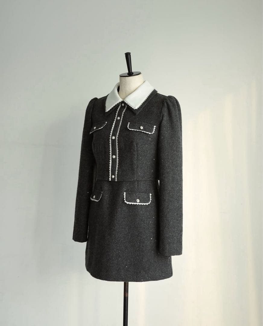 エムミーエメ　ウールヘリンボーンミニワンピース