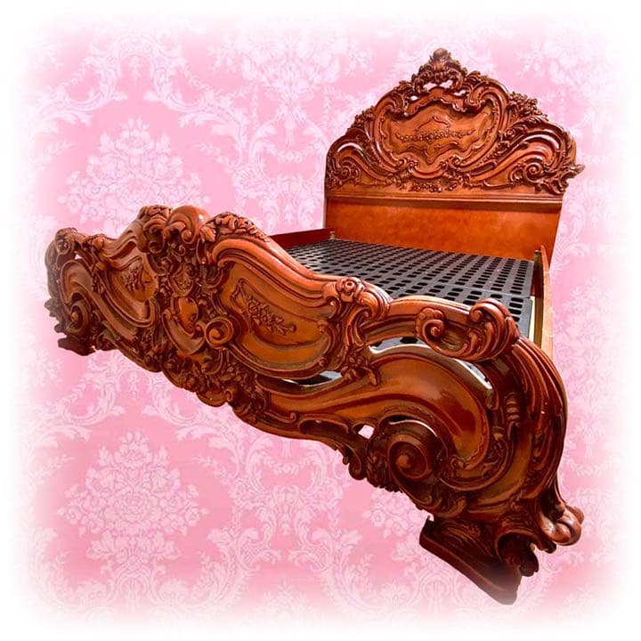 た*ー様 アンティーク 猫脚 装飾 ベッド 寝具 ロココ レリーフ 彫刻 家具