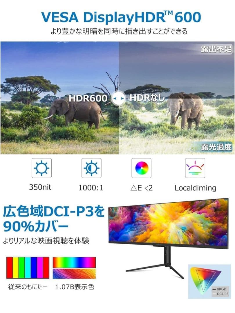 【ほぼ未使用・特別値下げ】innocn 43.8インチウルトラワイドモニタ 本体