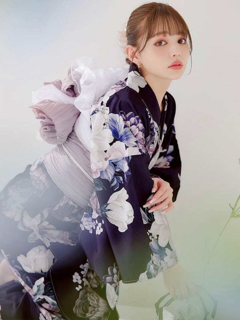 sugar クラシカルフラワーブーケ浴衣 兵児帯付き