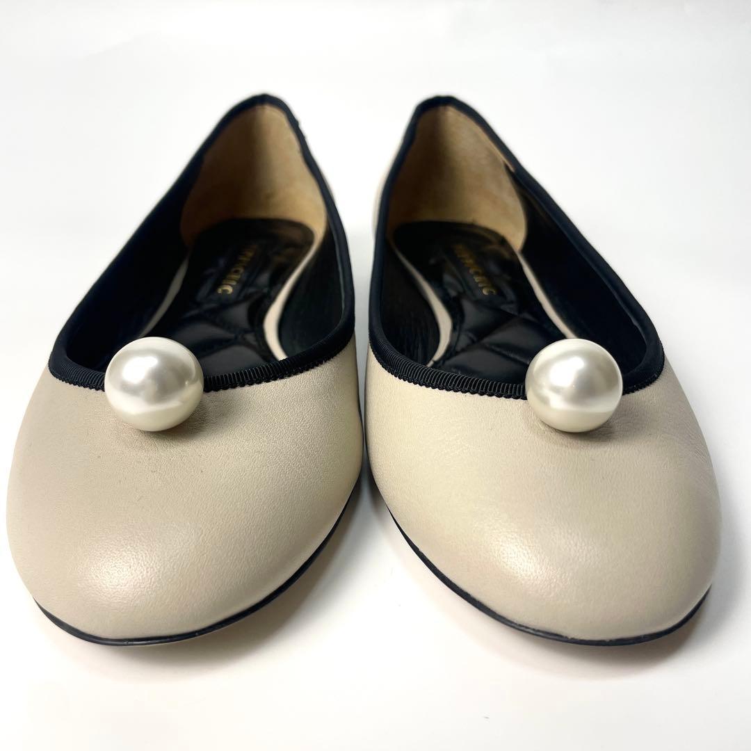 【極美品】ピッピシック 25SS 別注パール フラットシューズ 38 ベージュ