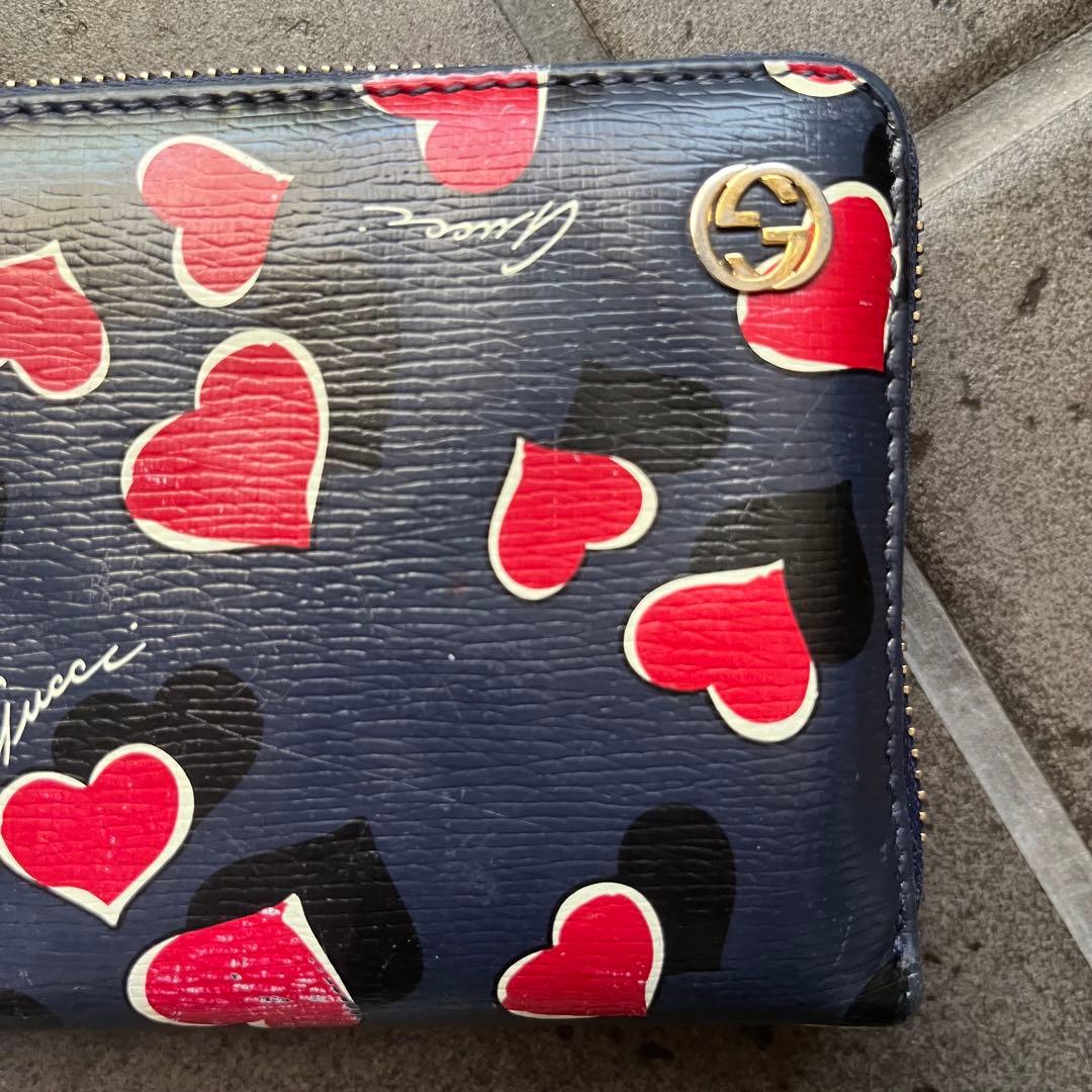 Gucci グッチ　長財布 ラウンド財布　ハート柄　バレンタインコレクション