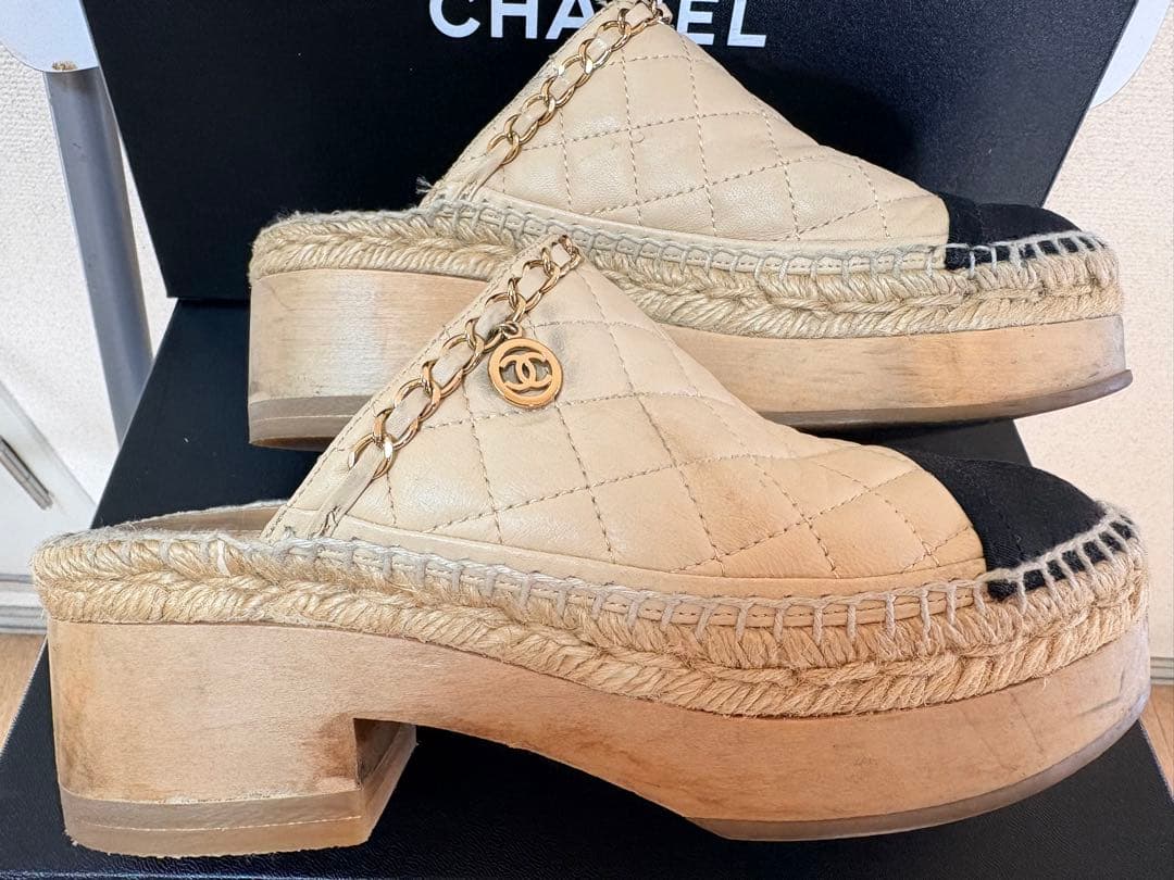 CHANEL マトラッセキルティングエスパドリーユサポ