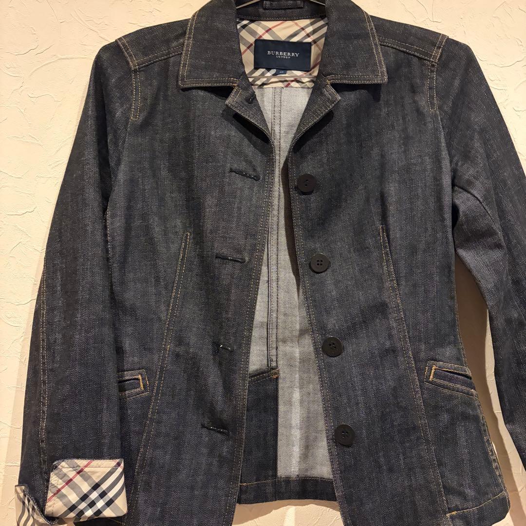 美品 バーバリーロンドン デニムジャケット ジージャン 濃紺 ノバチェック L