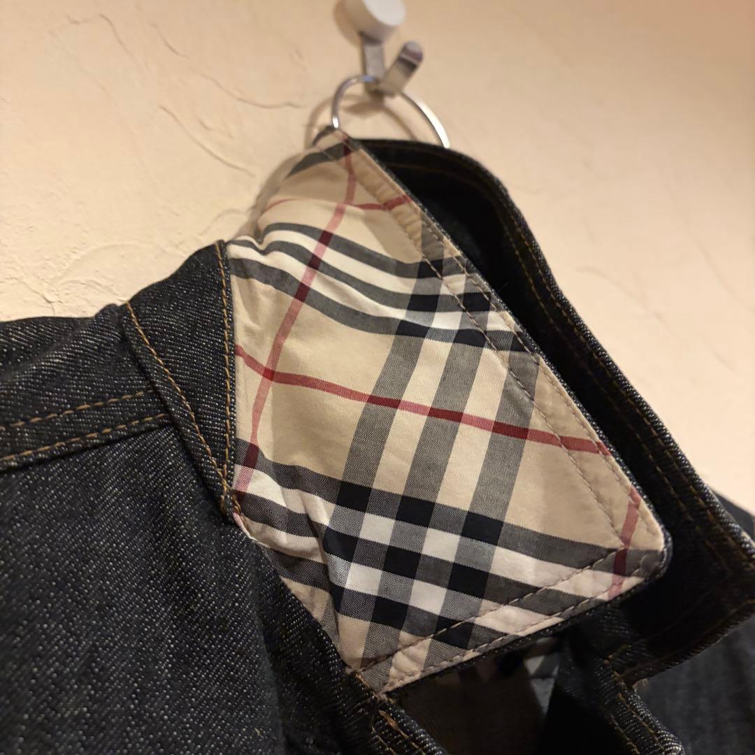 美品 バーバリーロンドン デニムジャケット ジージャン 濃紺 ノバチェック L