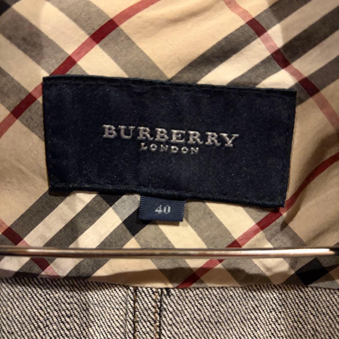 美品 バーバリーロンドン デニムジャケット ジージャン 濃紺 ノバチェック L