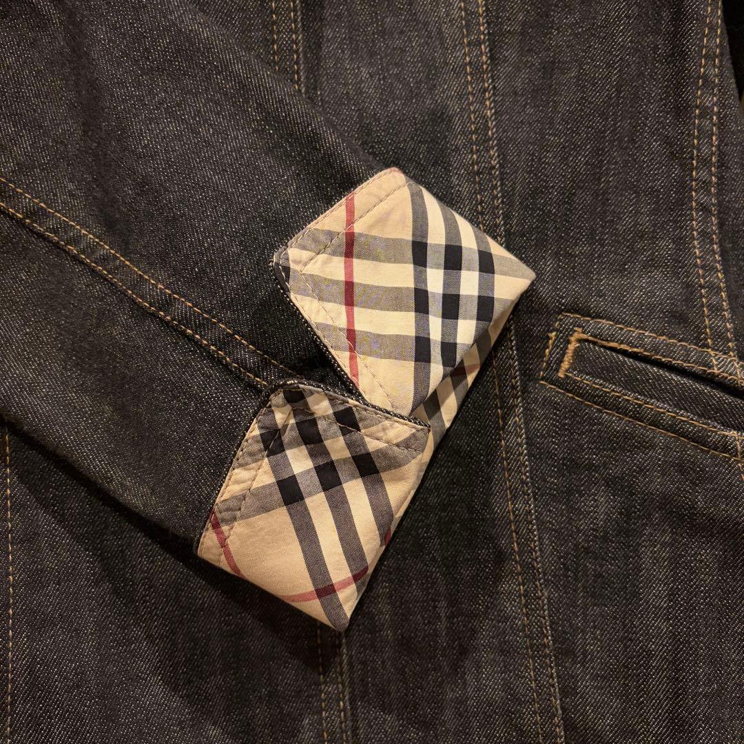 美品 バーバリーロンドン デニムジャケット ジージャン 濃紺 ノバチェック L