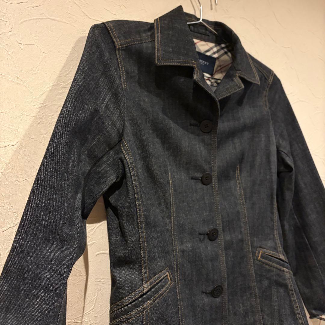 美品 バーバリーロンドン デニムジャケット ジージャン 濃紺 ノバチェック L