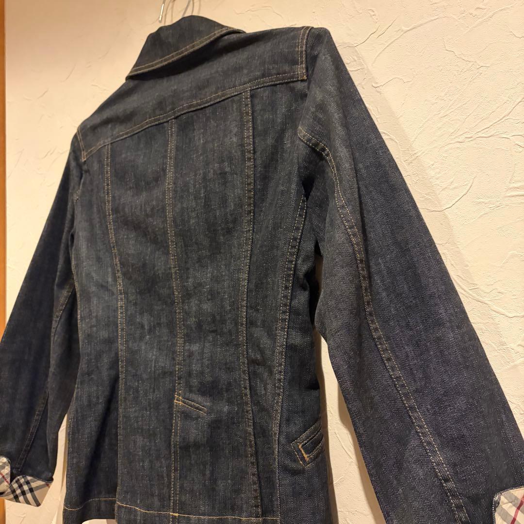美品 バーバリーロンドン デニムジャケット ジージャン 濃紺 ノバチェック L