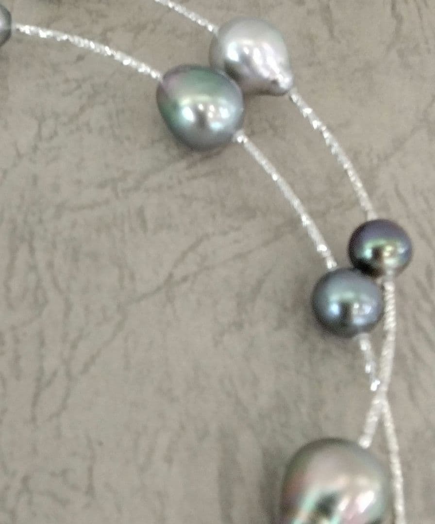 K18WG黒蝶真珠ロングネックレス　8.1～11.8mm珠　80cm　　新品