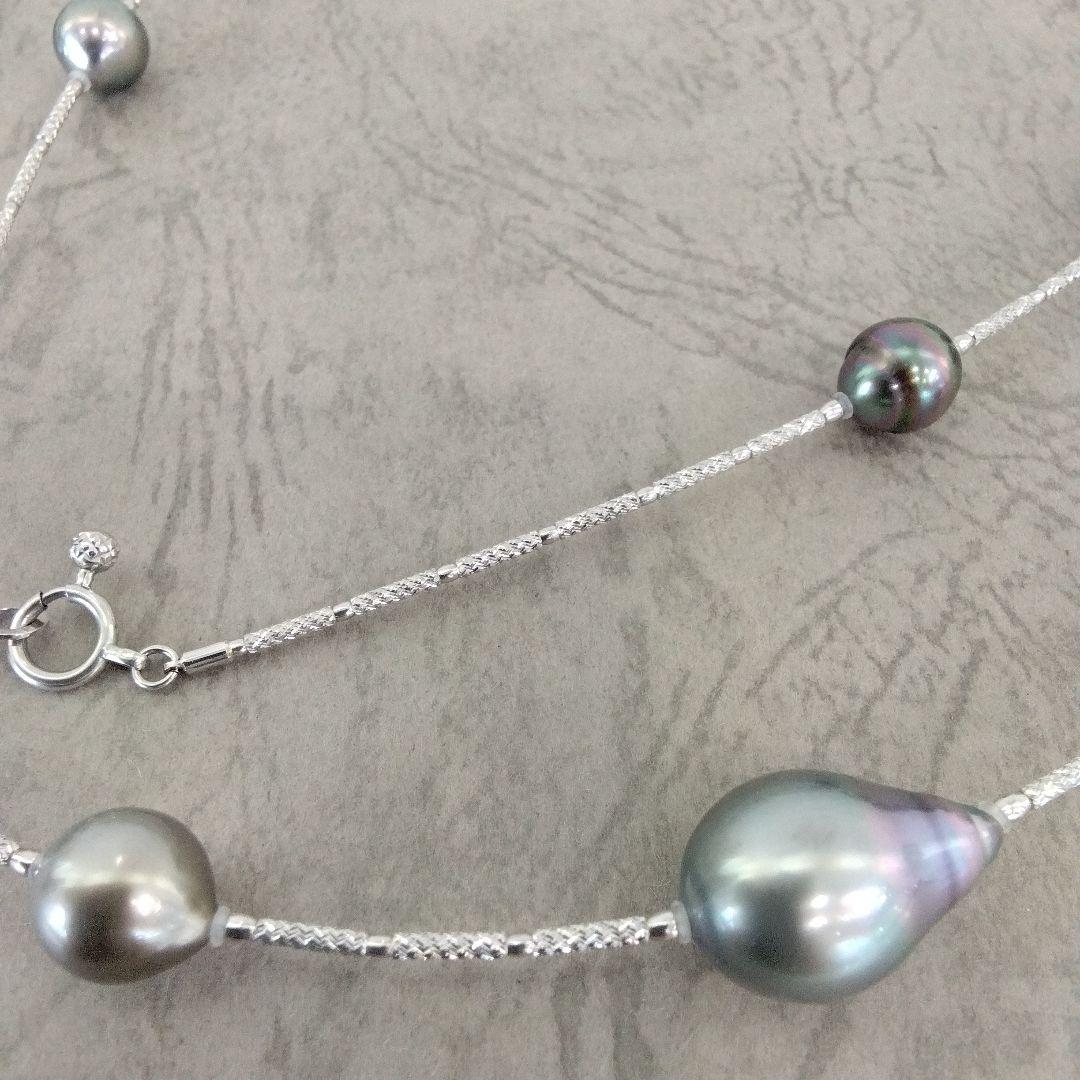 K18WG黒蝶真珠ロングネックレス　8.1～11.8mm珠　80cm　　新品