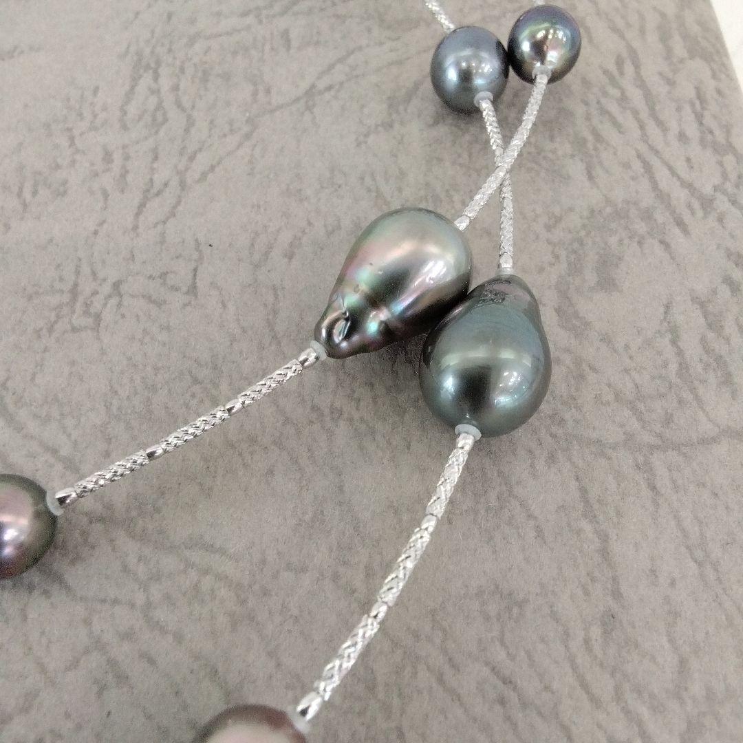 K18WG黒蝶真珠ロングネックレス　8.1～11.8mm珠　80cm　　新品