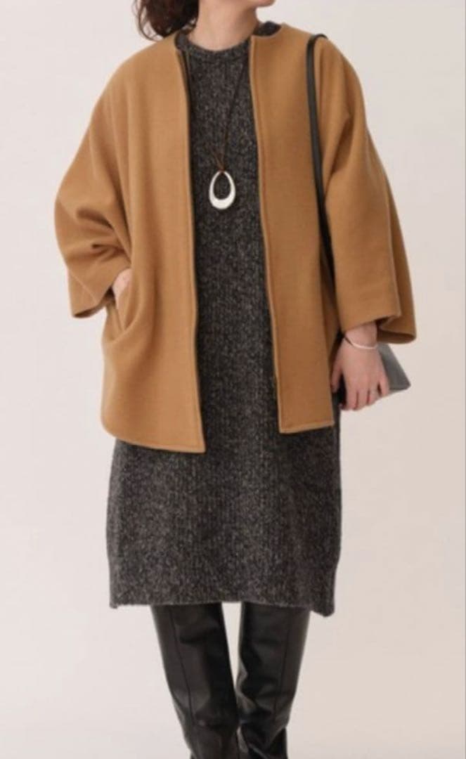 ビアズリー ウールポンチョコート　キャメル　美品　最終価格