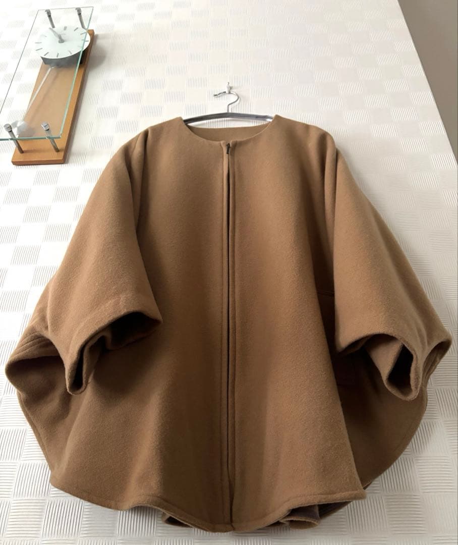 ビアズリー ウールポンチョコート　キャメル　美品　最終価格