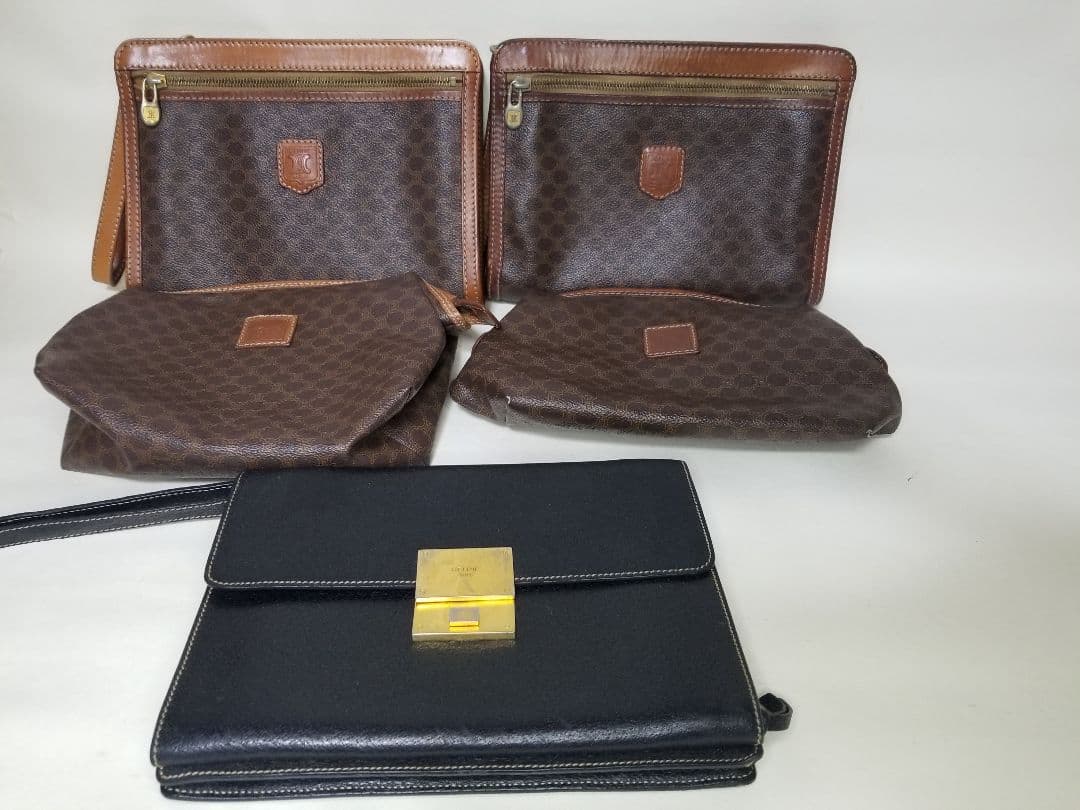 セリーヌ 3クラッチバッグ、セリーヌ マカダム 2ハンドポーチブラウン、ブラック