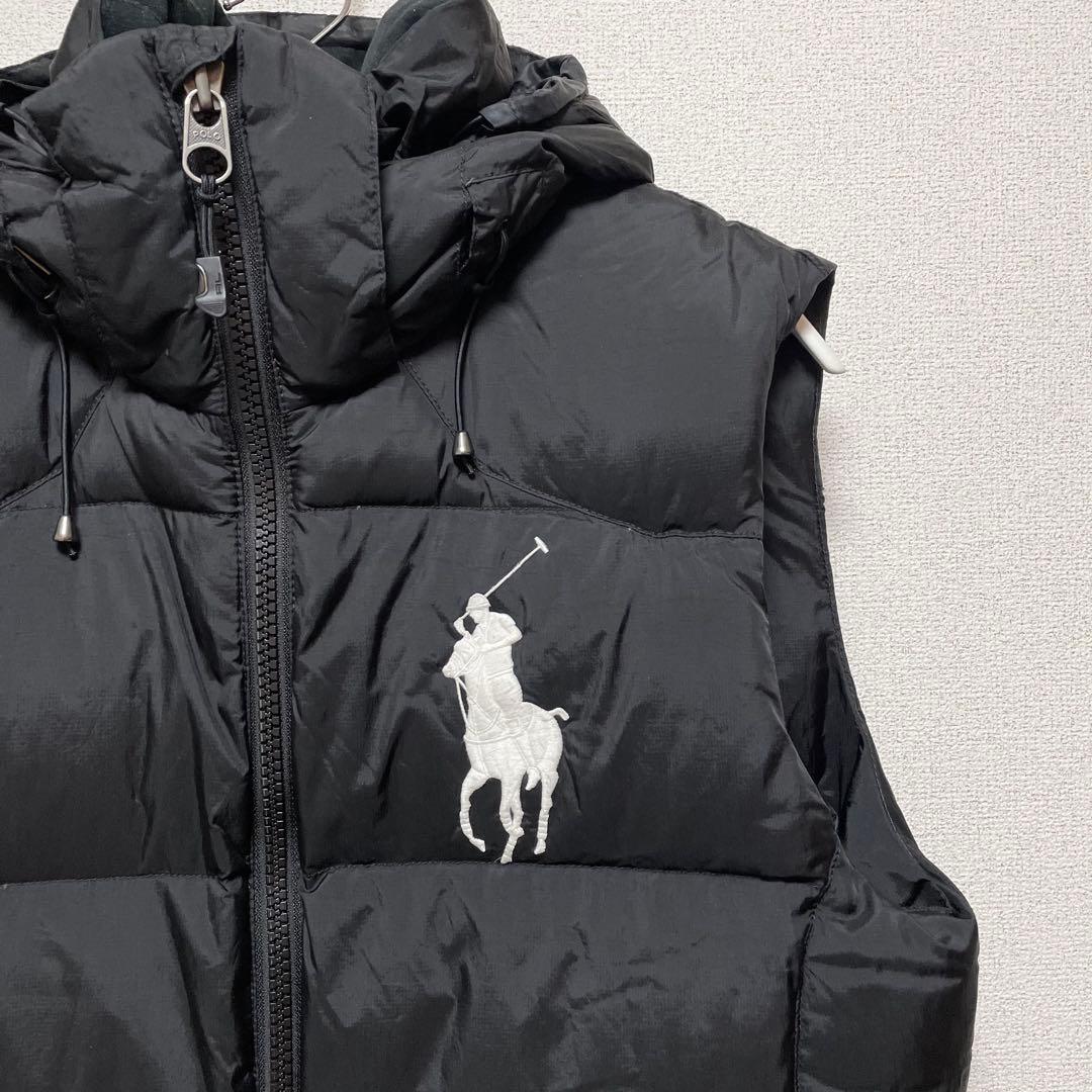 ポロラルフローレン ダウンベスト ビッグポニー刺繍 ブラック M