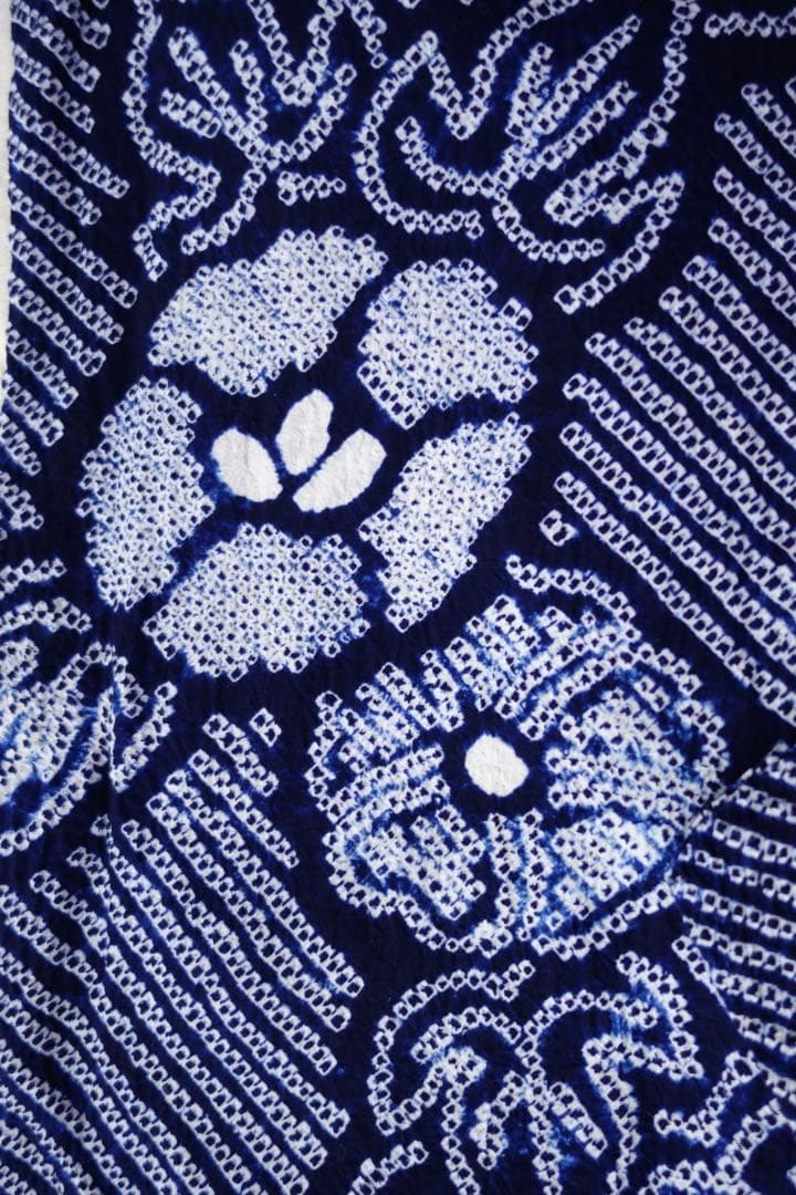 総絞り　有松絞り　浴衣　朝顔　レトロ