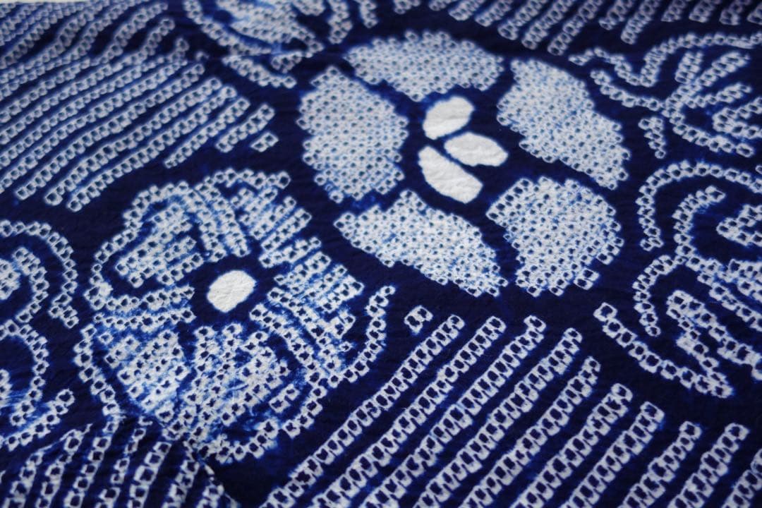 総絞り　有松絞り　浴衣　朝顔　レトロ